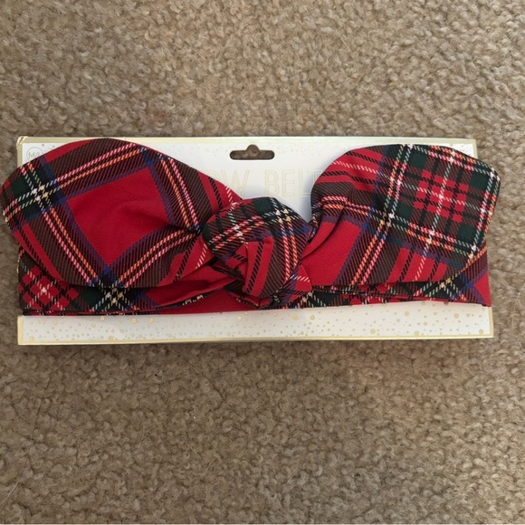Mud Pie Accessories - Mud Pie Plaid Red and Black Bow Belt, Medium Large